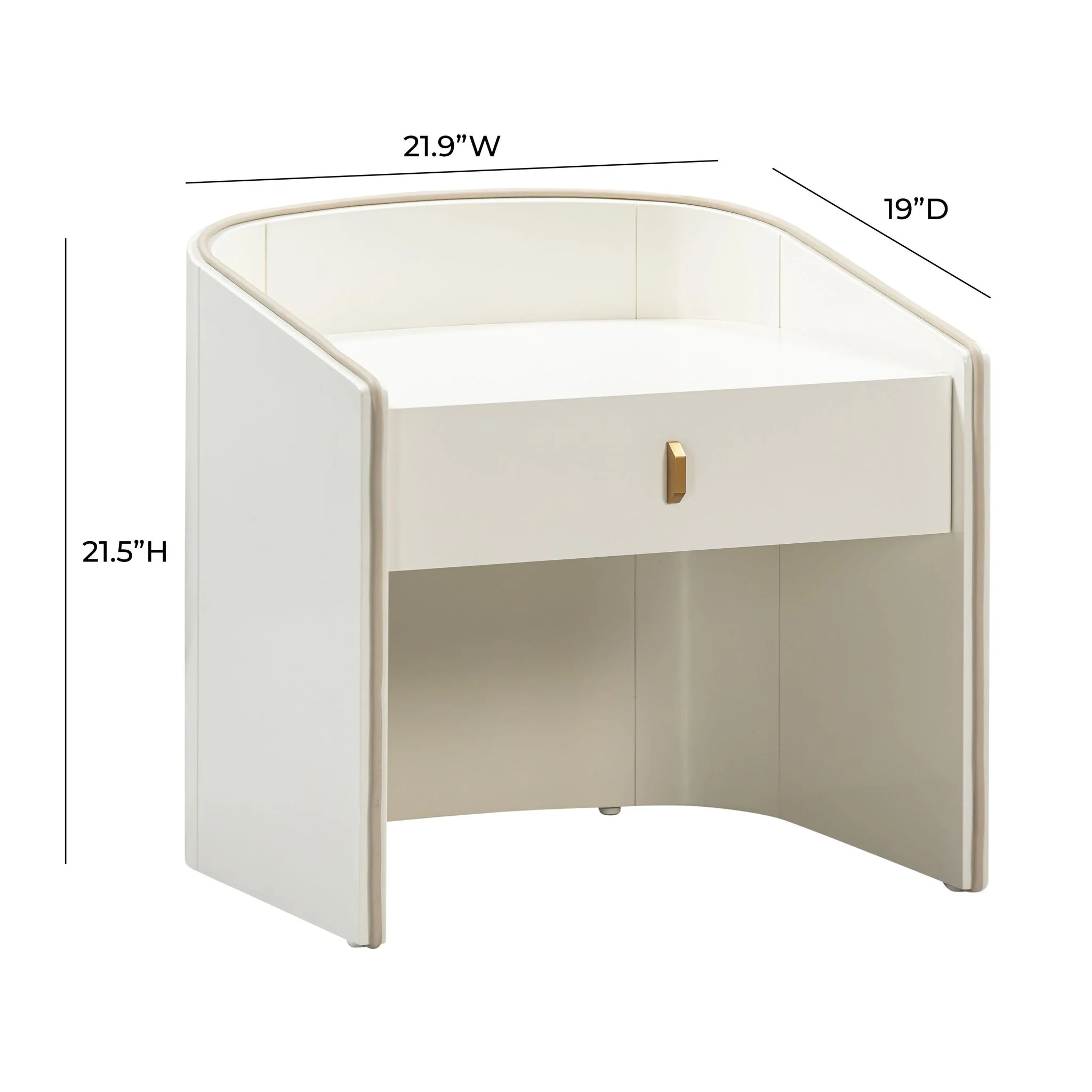 Collins Cream Lacquer Nightstand - Image 8