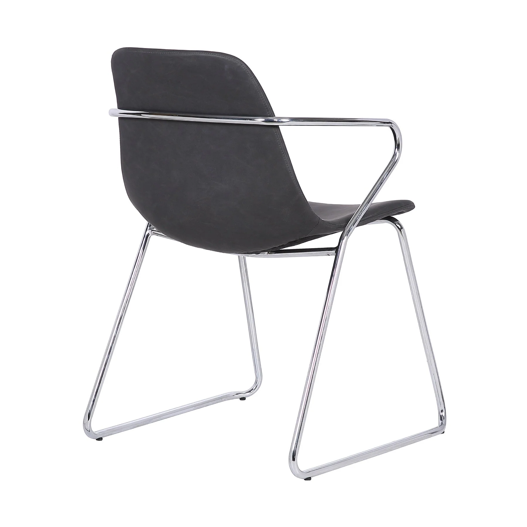 Colton Contemporary Dining Chair in Chrome Finish and Gray Faux Leather - Set of 2 - Image 2