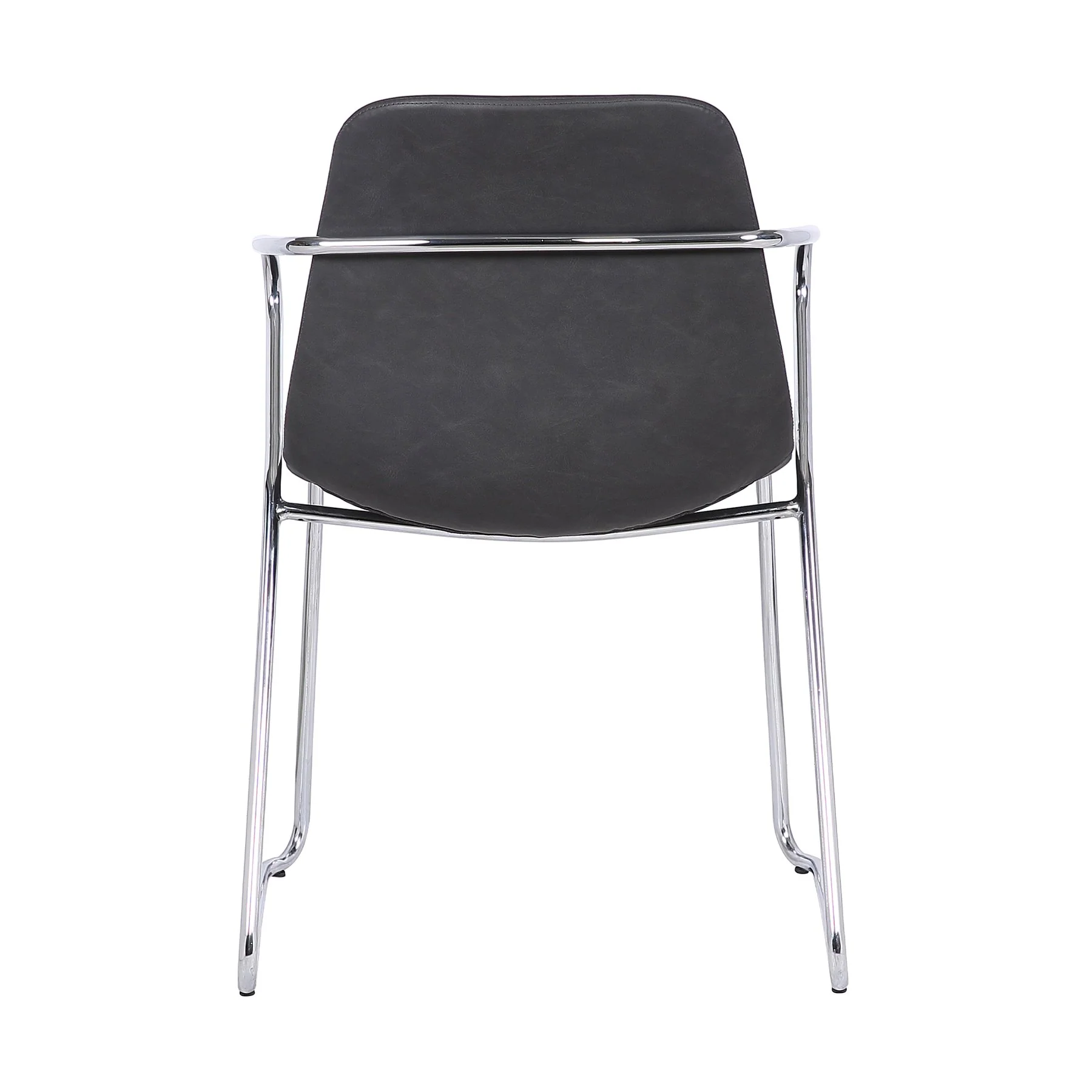 Colton Contemporary Dining Chair in Chrome Finish and Gray Faux Leather - Set of 2 - Image 3