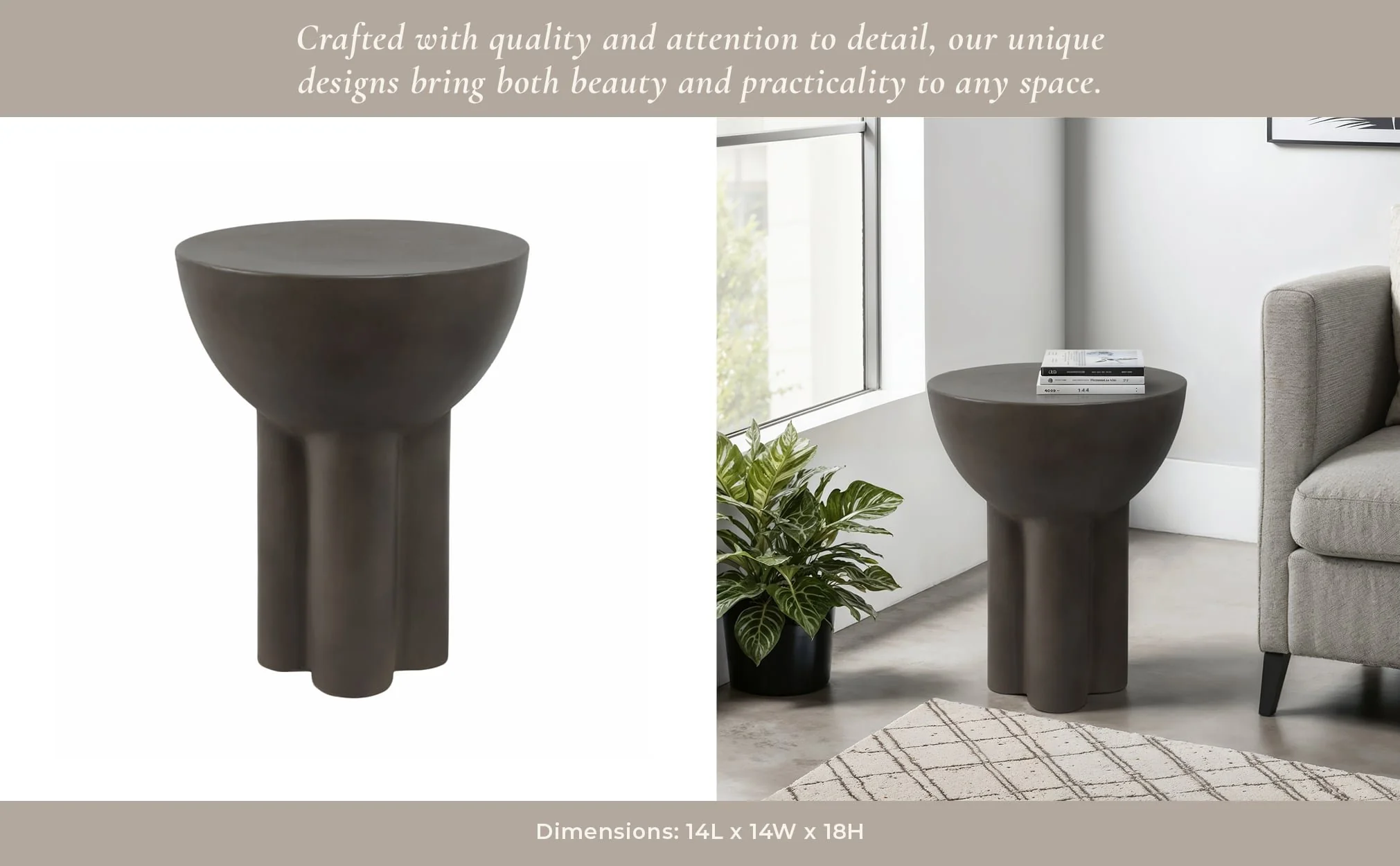 Concrete, 18" Contemporary End Table, Dark Grey - Image 11