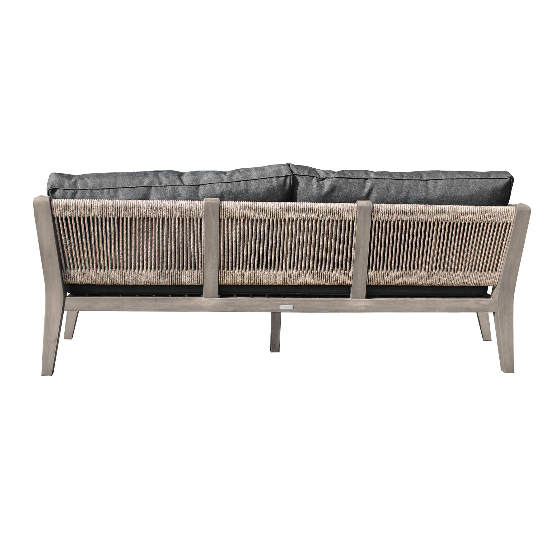 Condesa 4 Piece Outdoor Patio Furniture Set in Acacia Wood and Rope with Charcoal Cushions - Image 3