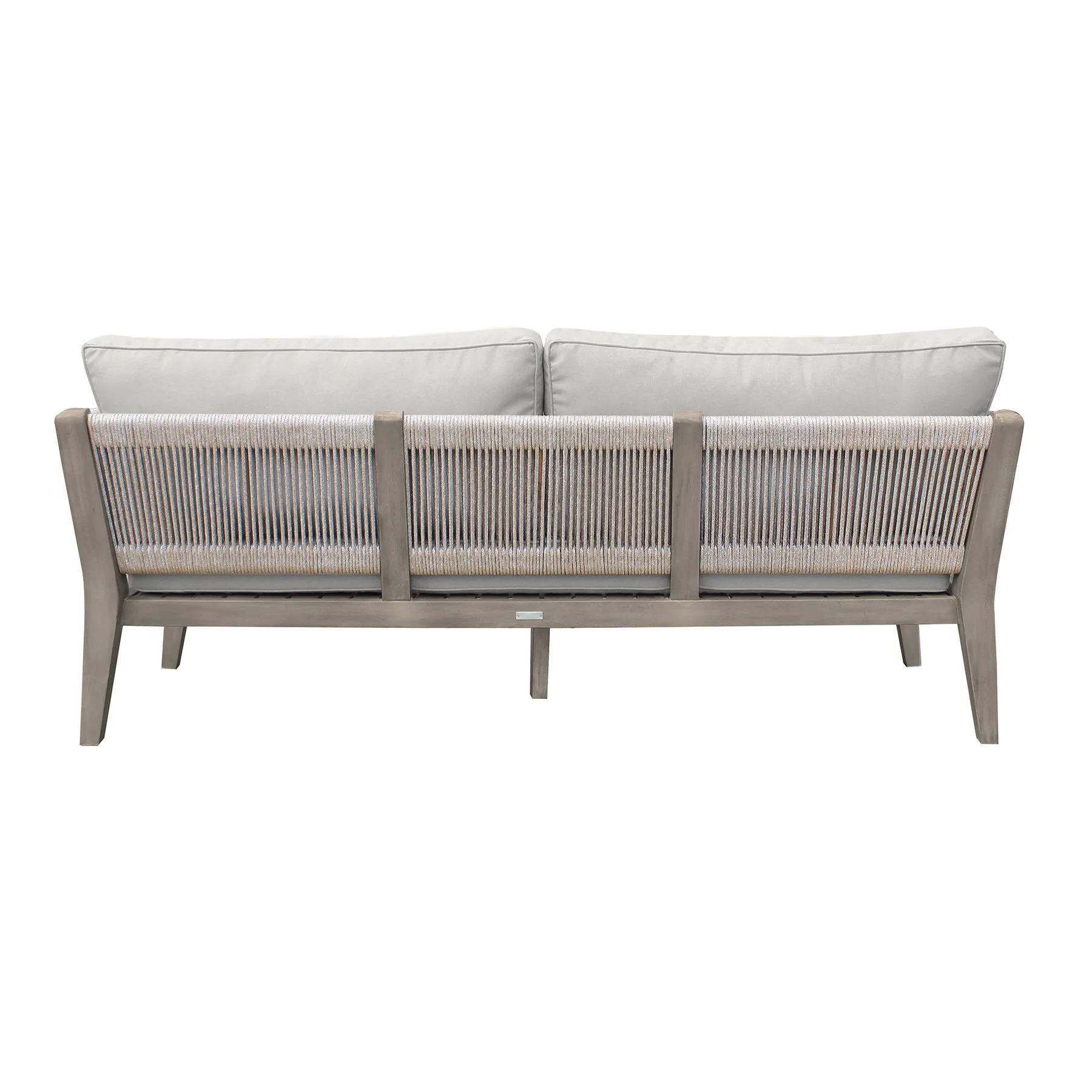 Condesa 4 Piece Outdoor Patio Furniture Set in Acacia Wood and Rope with Gray Cushions - Image 4