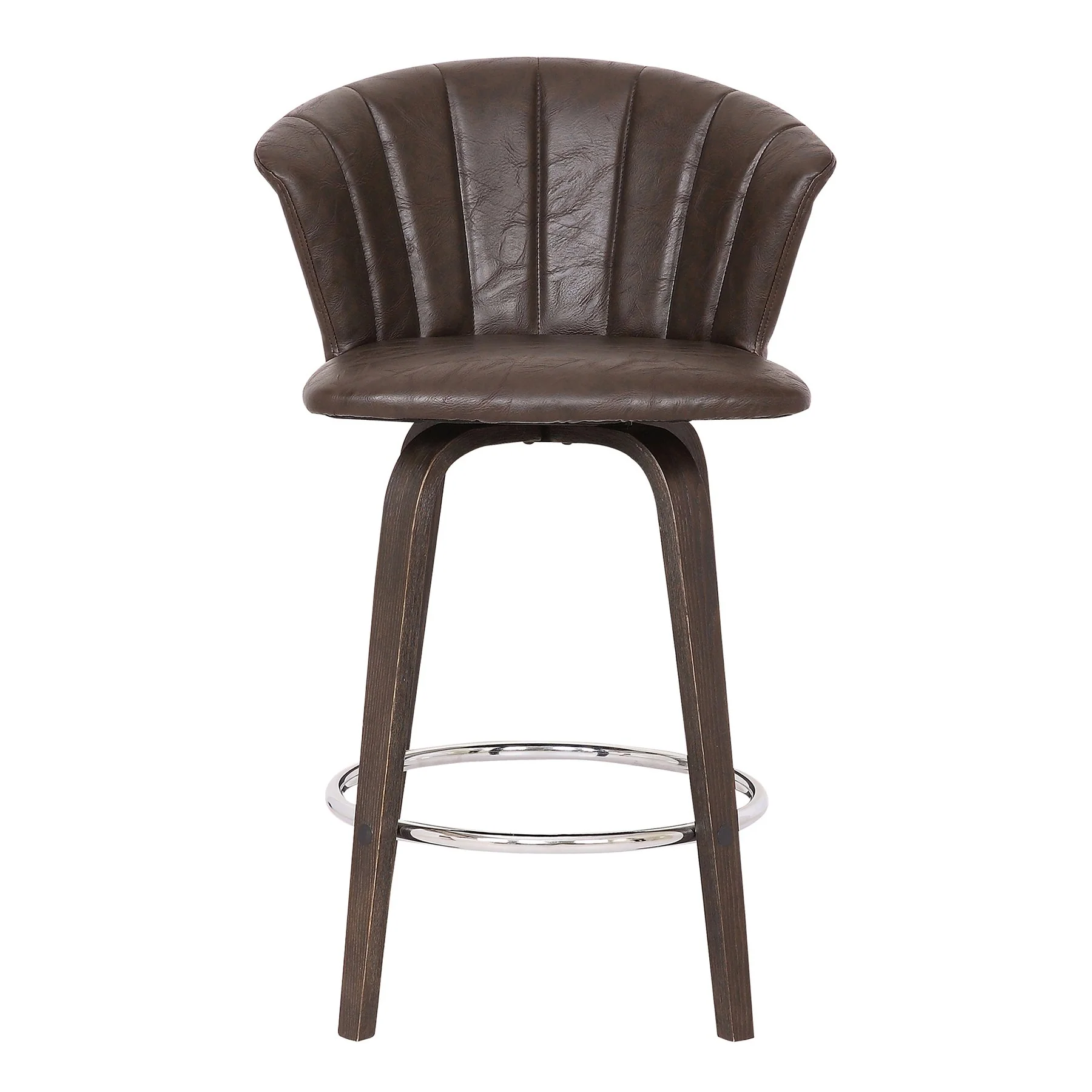 Connie 26" Modern Brown Faux Leather Bar Stool - Image 2