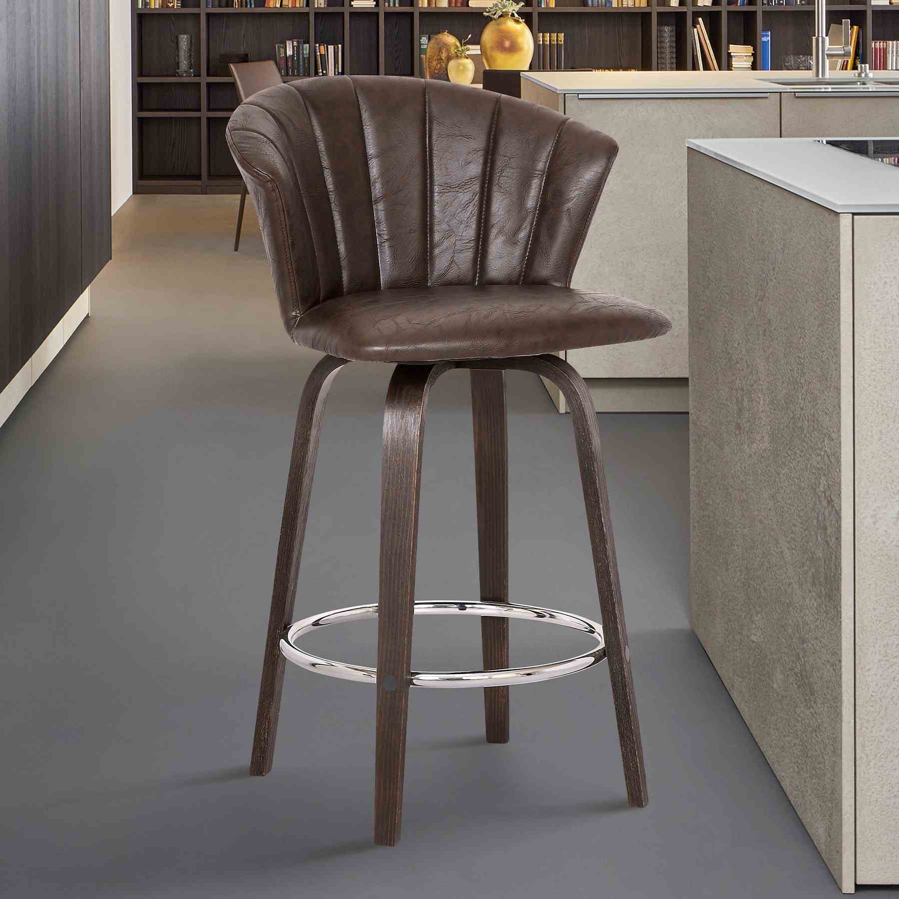 Connie 26" Modern Brown Faux Leather Bar Stool - Image 6