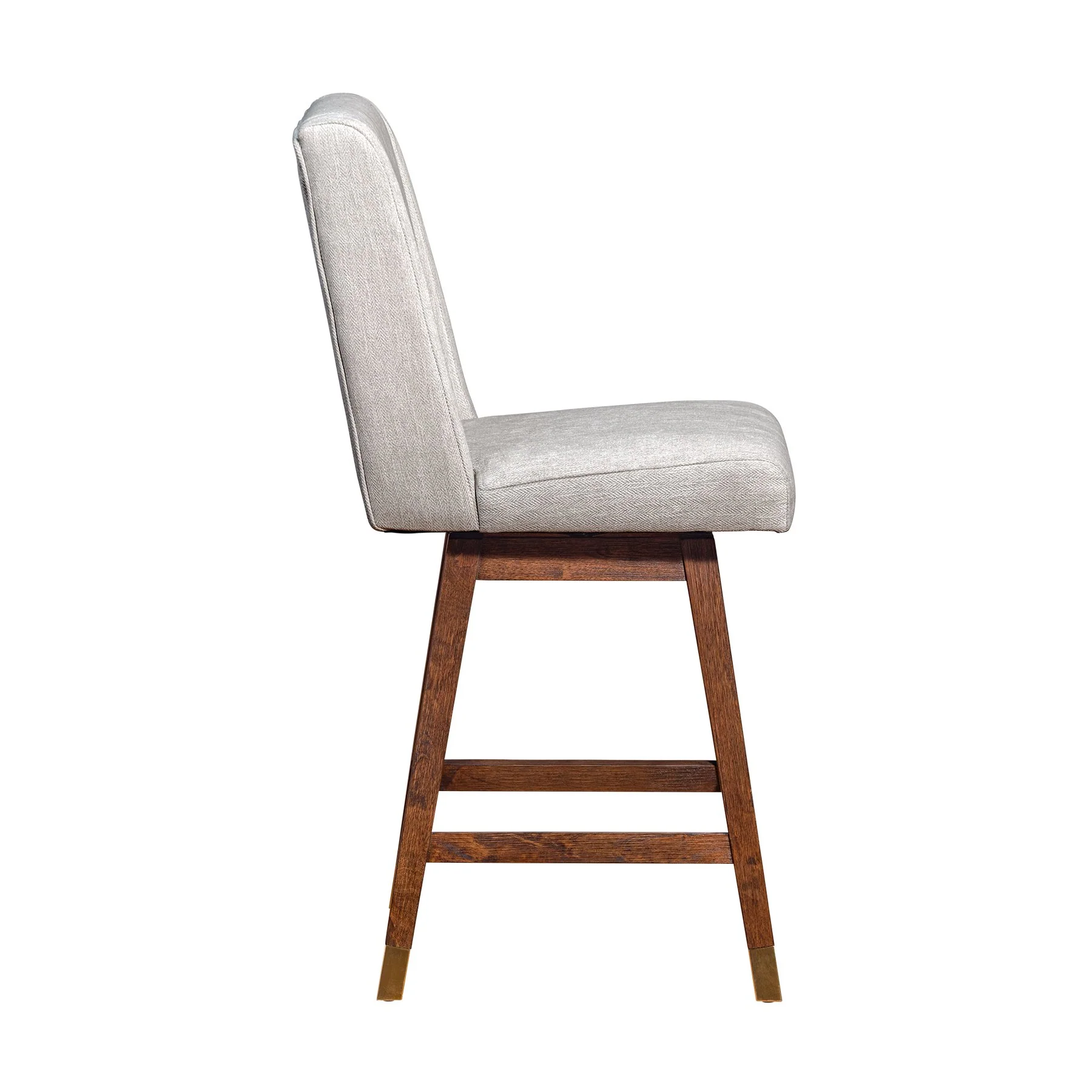 Constantine Swivel Counter Stool in Brown Oak Wood Finish with Beige Fabric - Image 4