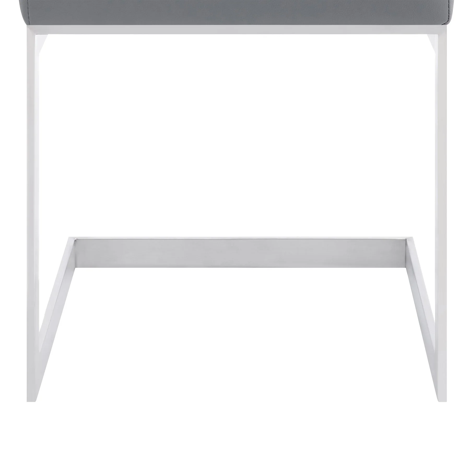 Copen Contemporary Dining Chair in Brushed Stainless Steel and Gray Faux Leather - Set of 2 - Image 7