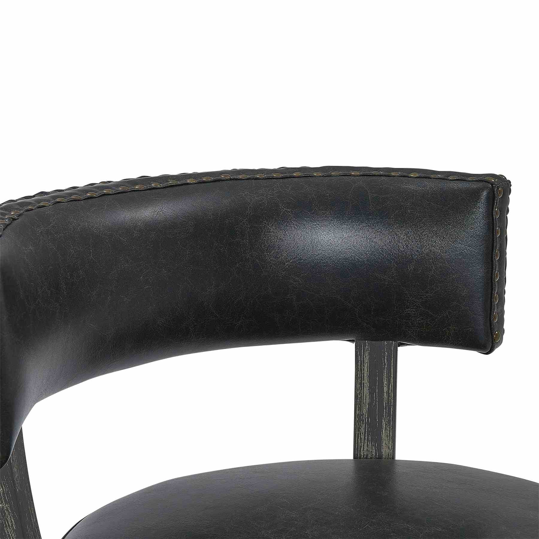 Corbin 26" Counter Height Swivel Onyx Faux Leather and American Gray Wood Bar Stool - Image 7