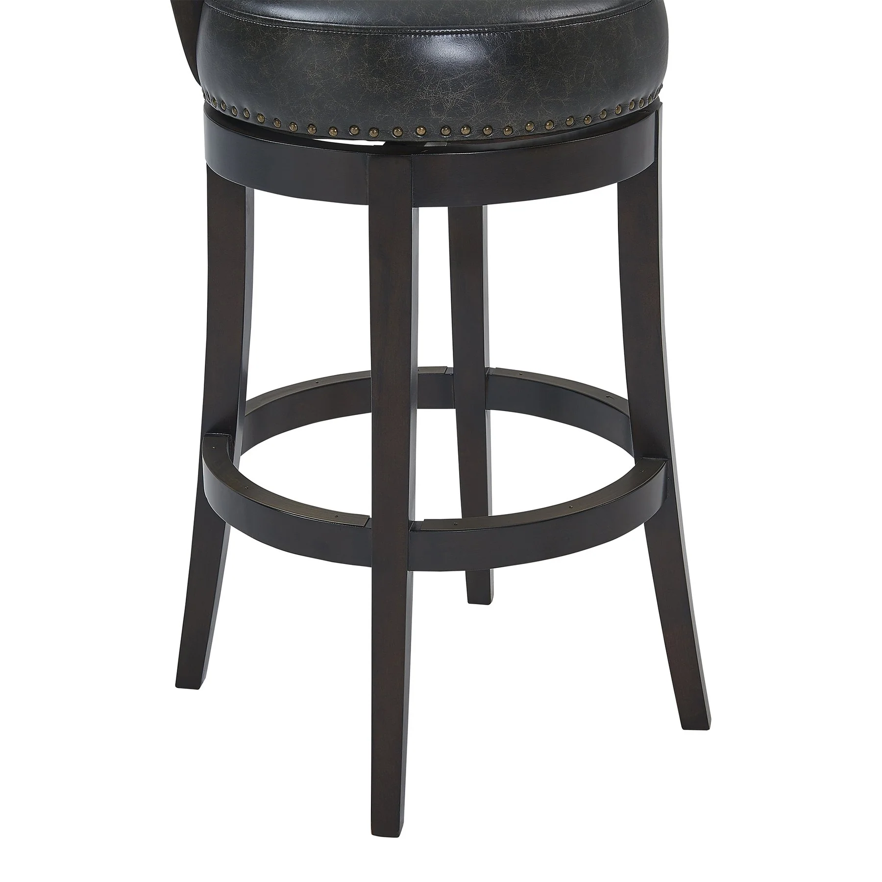 Corbin 26" Counter Height Swivel Onyx Faux Leather and Espresso Wood Bar Stool - Image 6