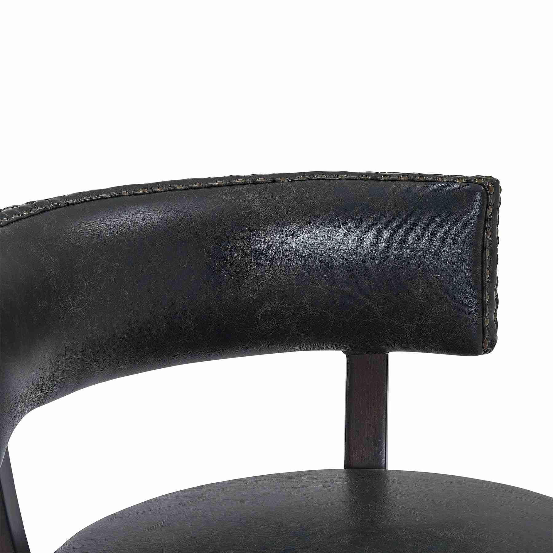 Corbin 26" Counter Height Swivel Onyx Faux Leather and Espresso Wood Bar Stool - Image 7