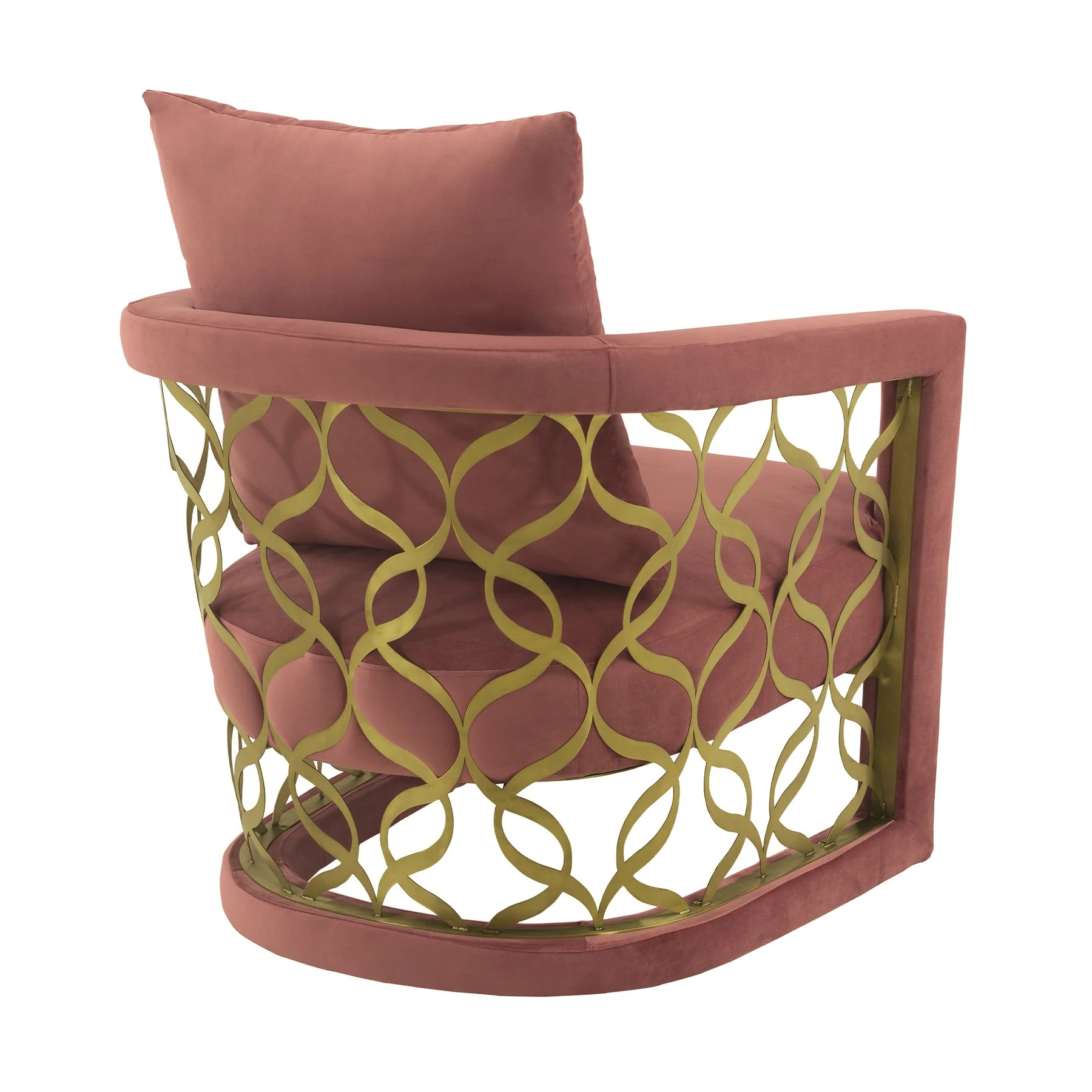 Corelli Blush Fabric Upholstered Accent Chair with Brushed Gold Legs - Image 3