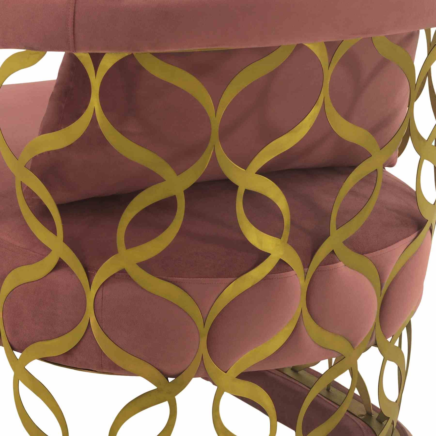 Corelli Blush Fabric Upholstered Accent Chair with Brushed Gold Legs - Image 4