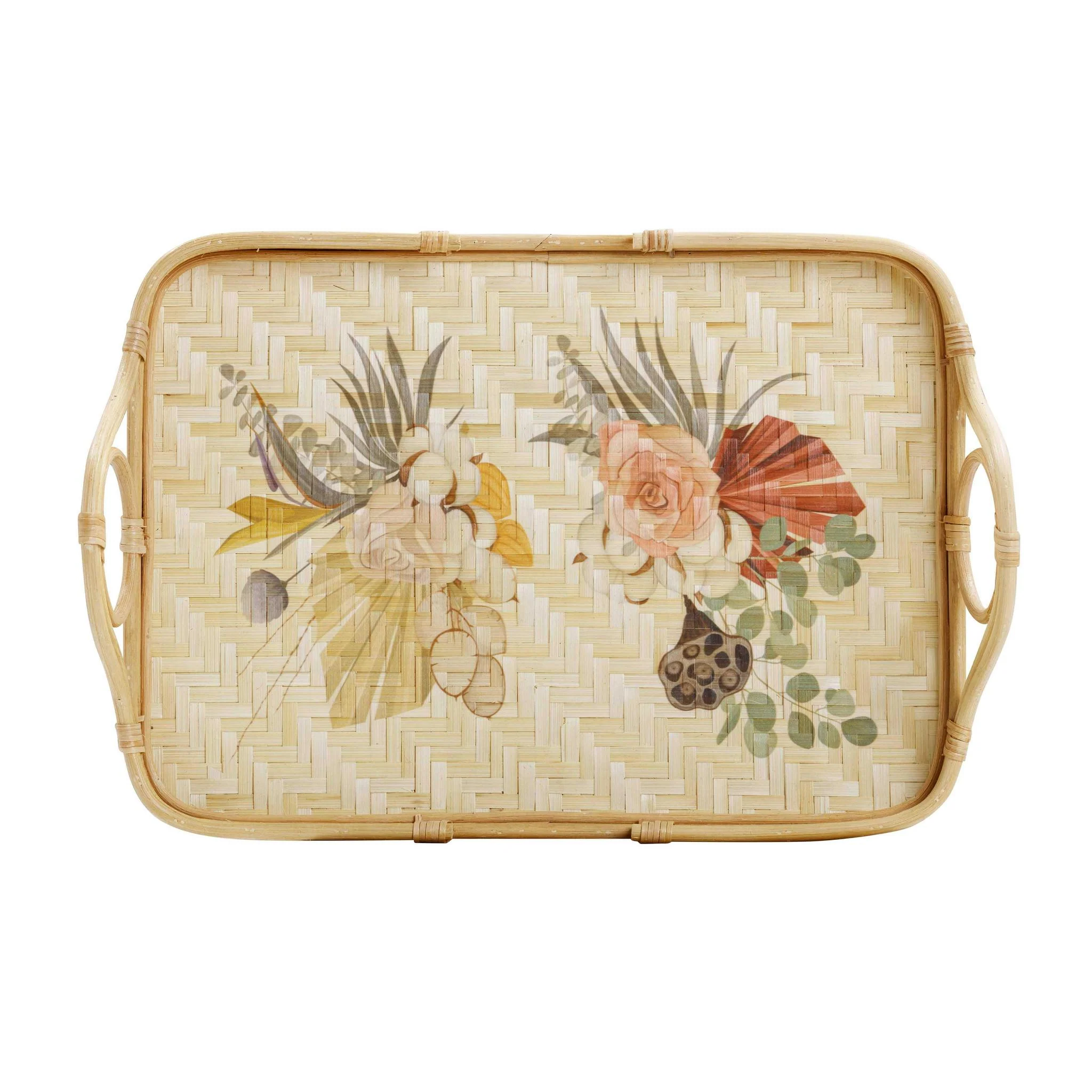Corey Floral Bamboo Tray - Image 2