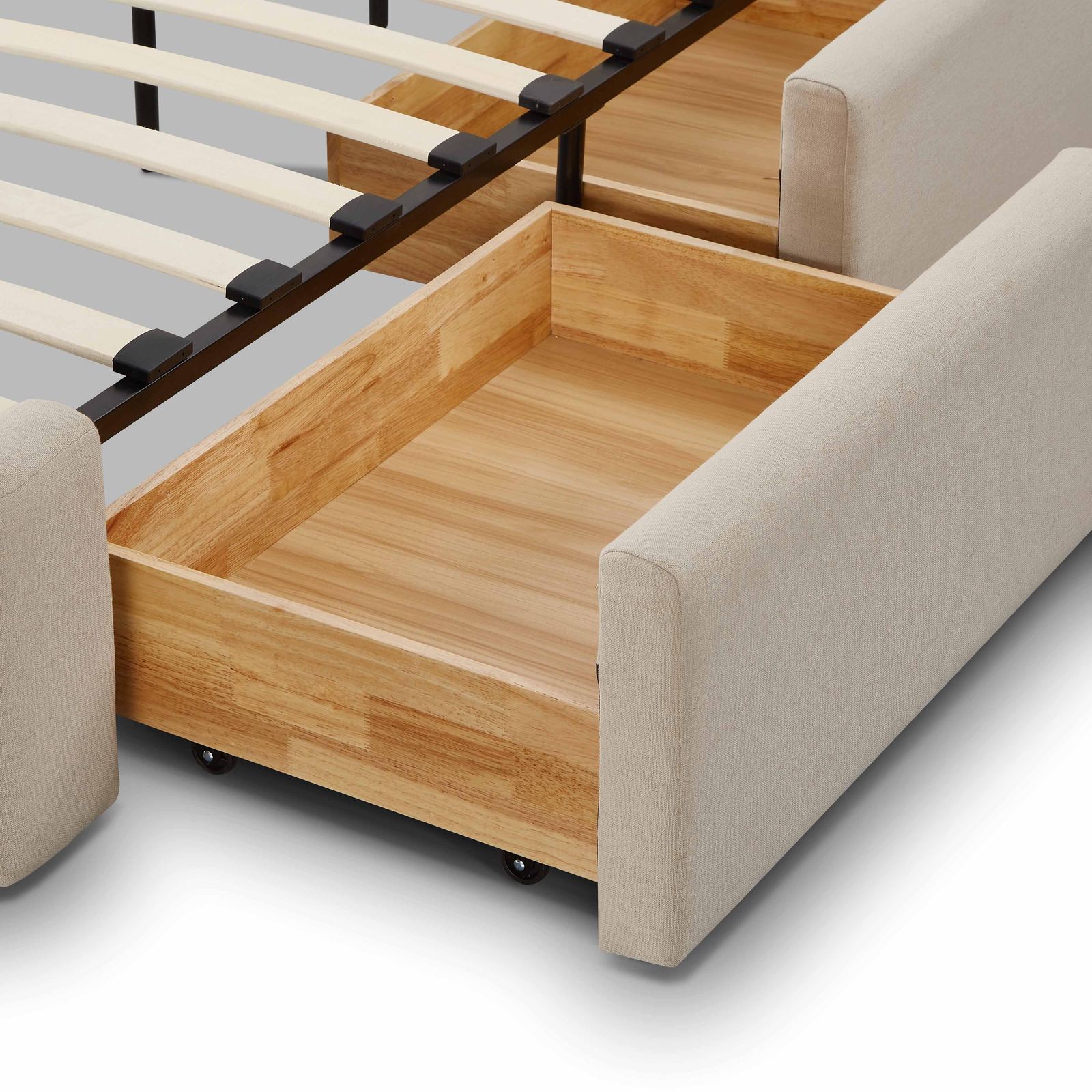 Corey Taupe Upcycled Linen King Storage Bed - Image 10