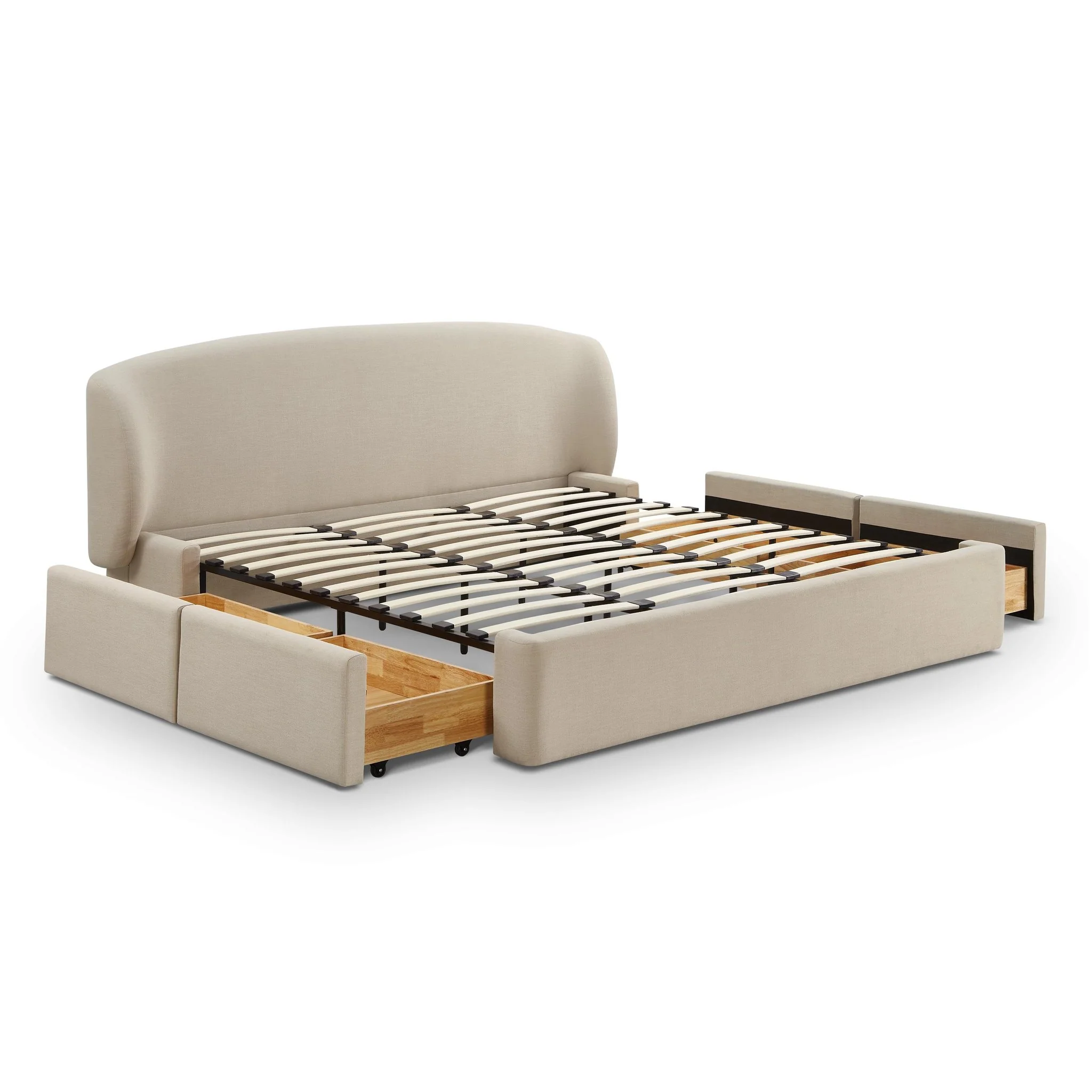 Corey Taupe Upcycled Linen King Storage Bed - Image 5