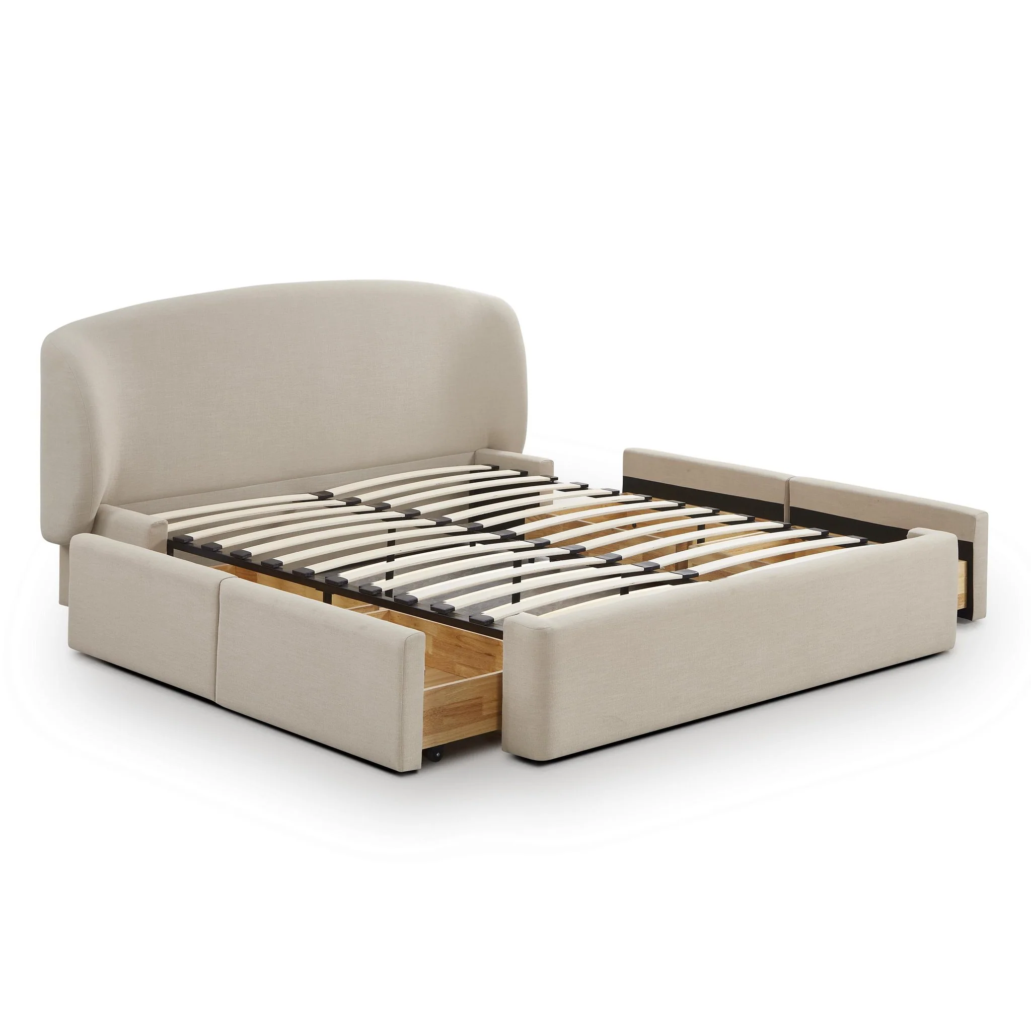 Corey Taupe Upcycled Linen Queen Storage Bed - Image 5