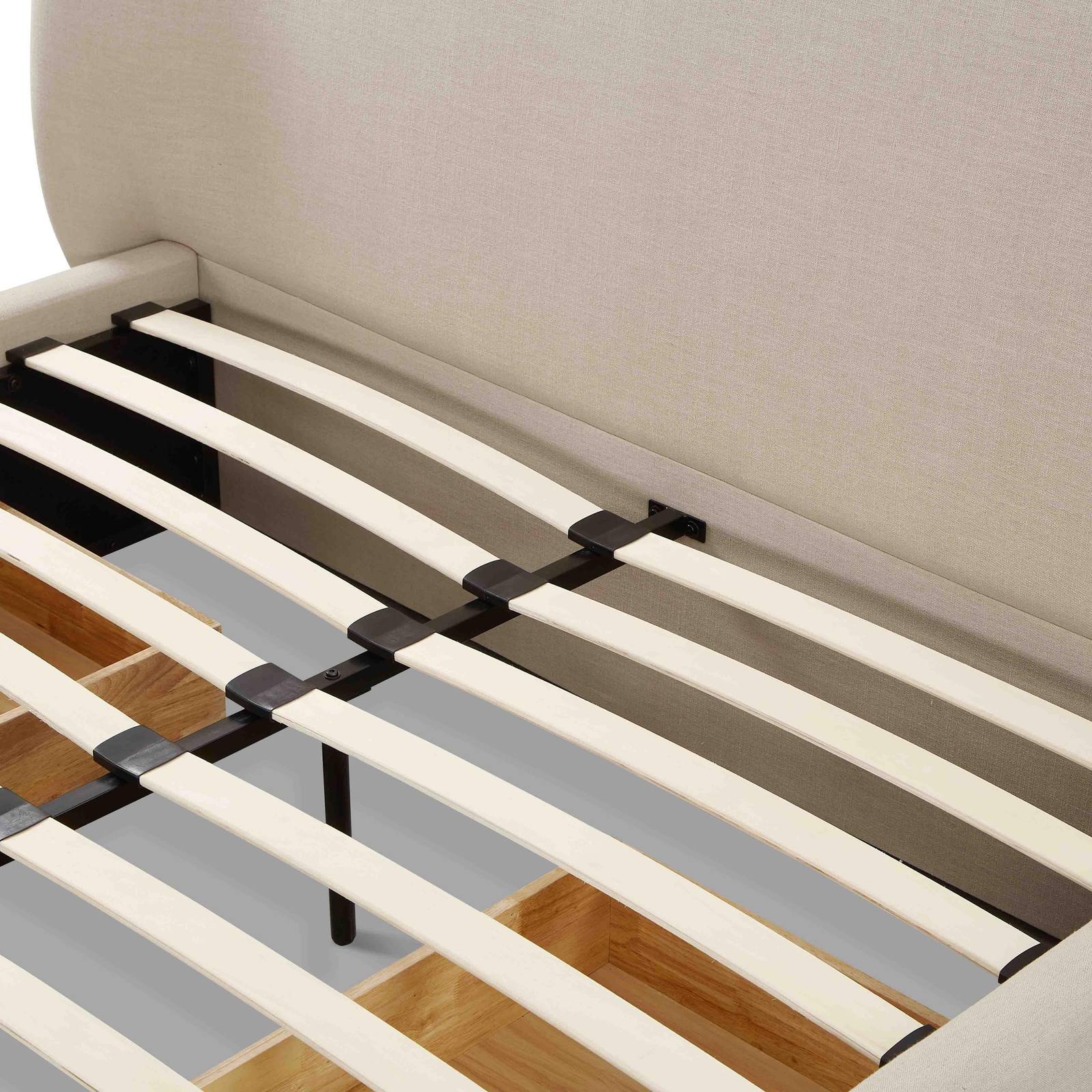 Corey Taupe Upcycled Linen Queen Storage Bed - Image 9