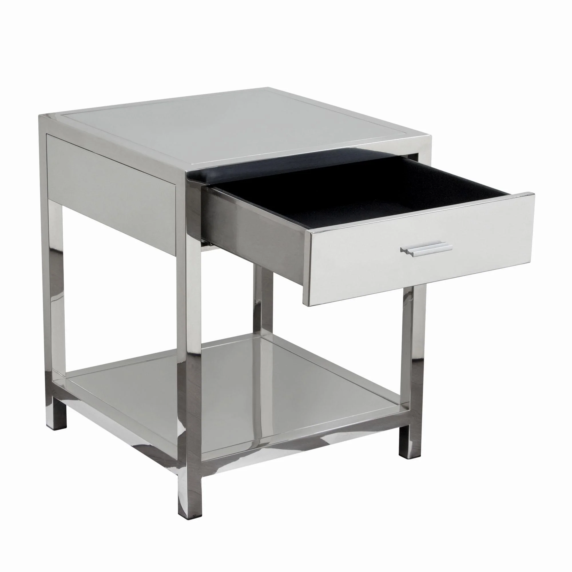 Corleo 1-Drawer Accent Table in Polished Stainless Steel by Diamond Sofa - Image 4