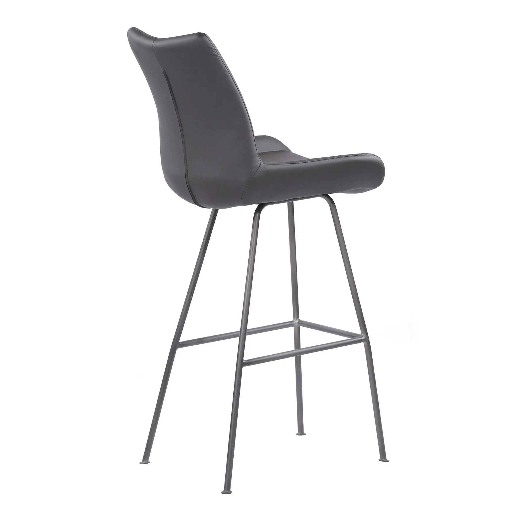 Coronado Contemporary 30" Bar Height Barstool in Brushed Gray Powder Coated Finish and Gray Faux Leather - Image 3