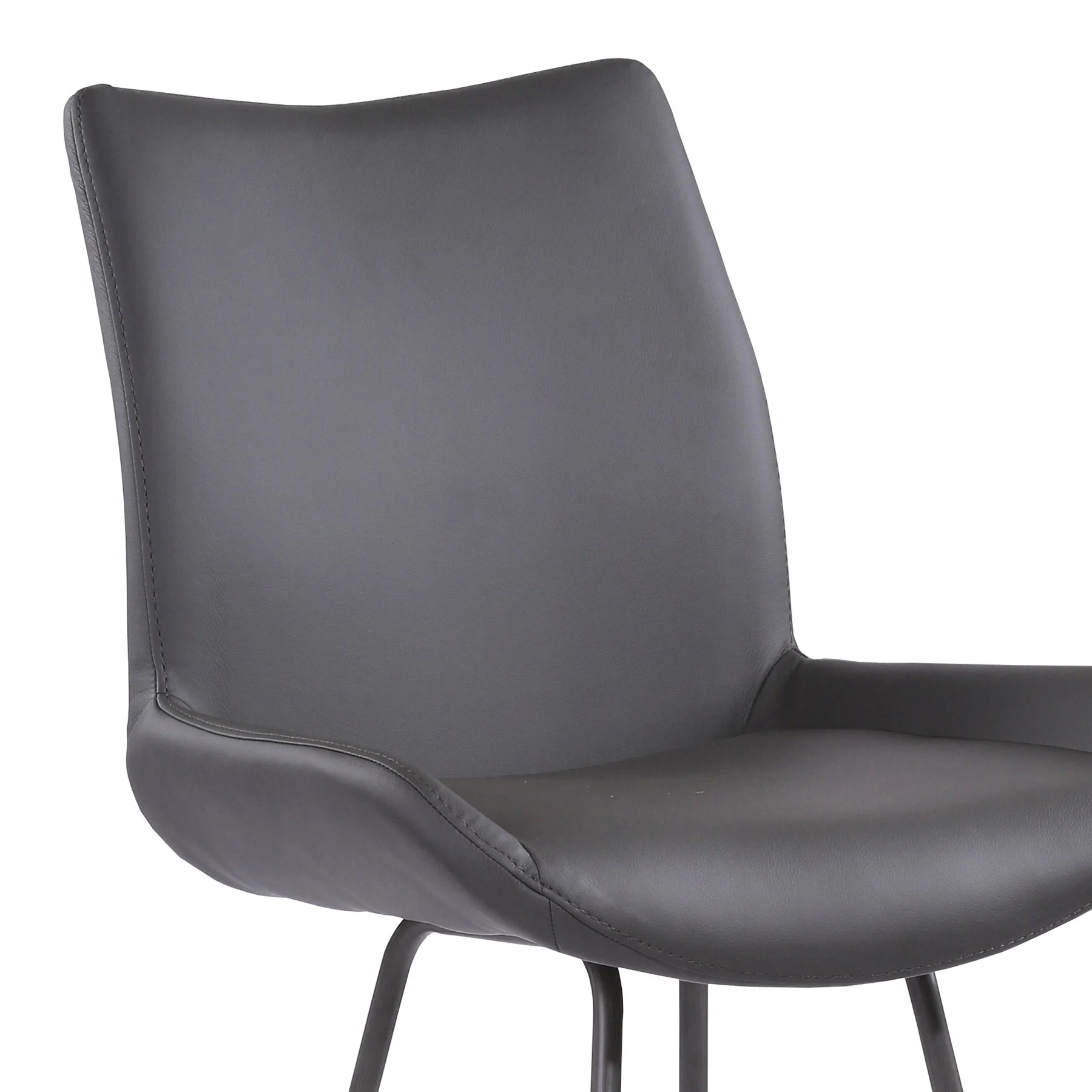 Coronado Contemporary 30" Bar Height Barstool in Brushed Gray Powder Coated Finish and Gray Faux Leather - Image 4