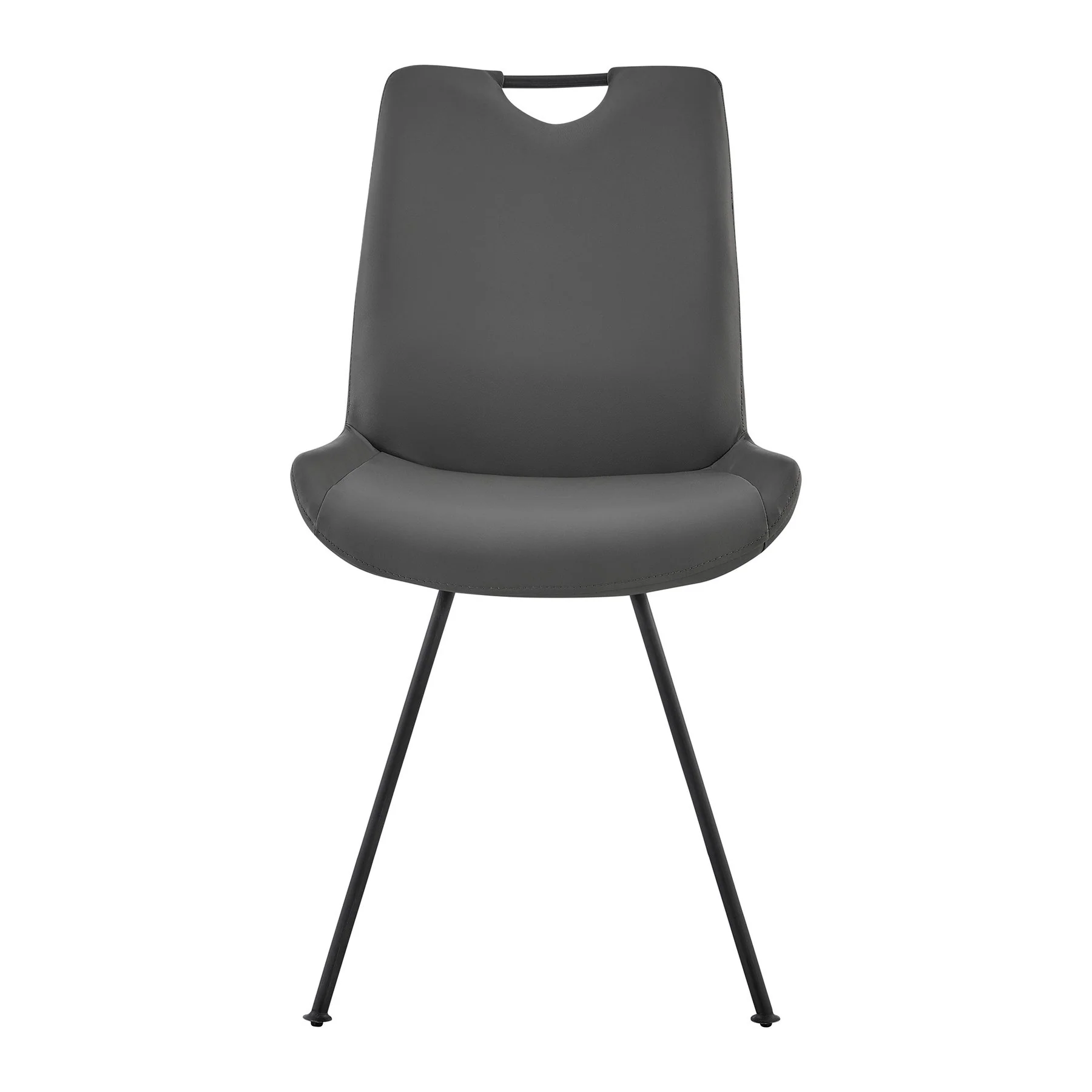 Coronado Contemporary Dining Chair in Gray Powder Coated Finish and Gray Faux Leather - Set of 2 - Image 3