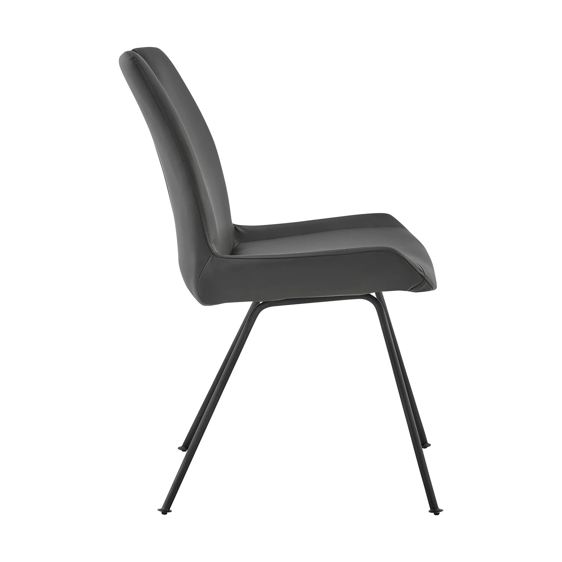 Coronado Contemporary Dining Chair in Gray Powder Coated Finish and Gray Faux Leather - Set of 2 - Image 4