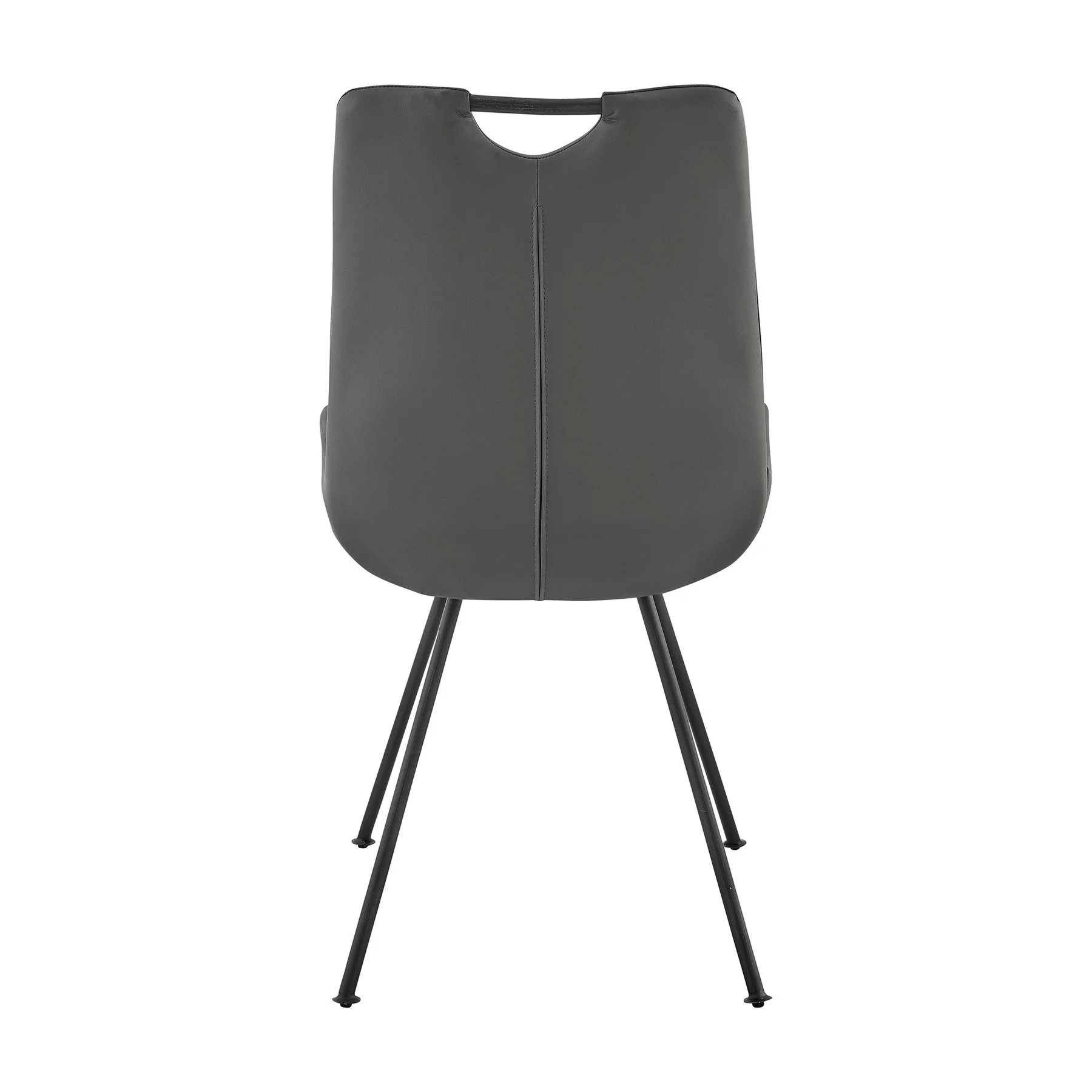 Coronado Contemporary Dining Chair in Gray Powder Coated Finish and Gray Faux Leather - Set of 2 - Image 6