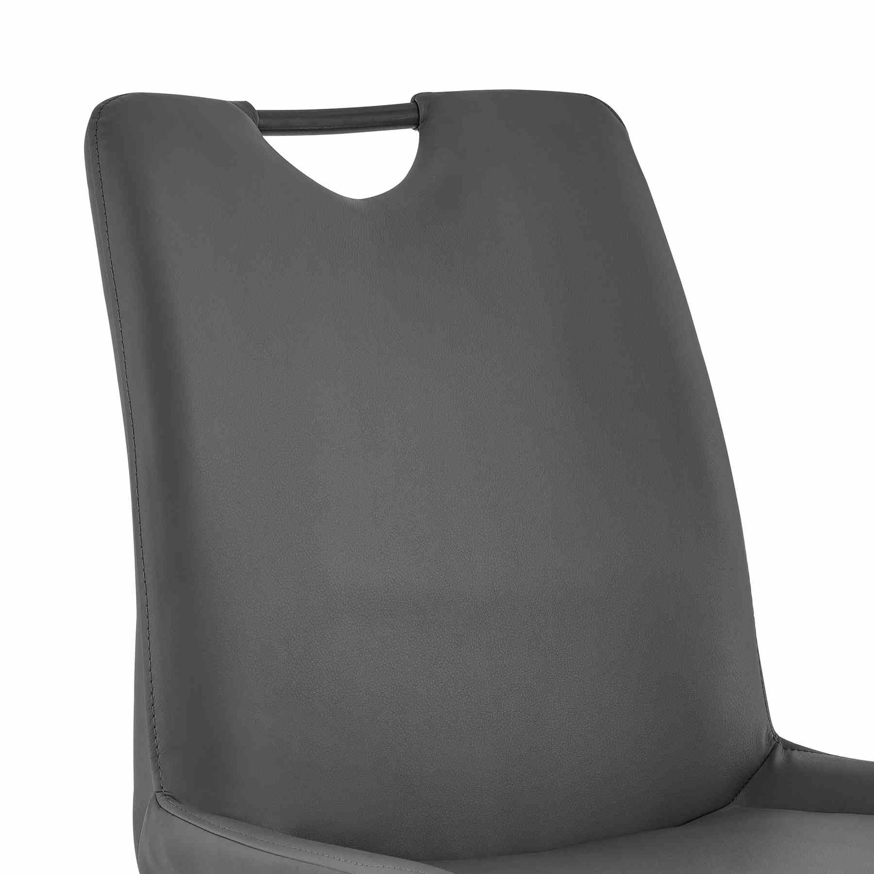 Coronado Contemporary Dining Chair in Gray Powder Coated Finish and Gray Faux Leather - Set of 2 - Image 7