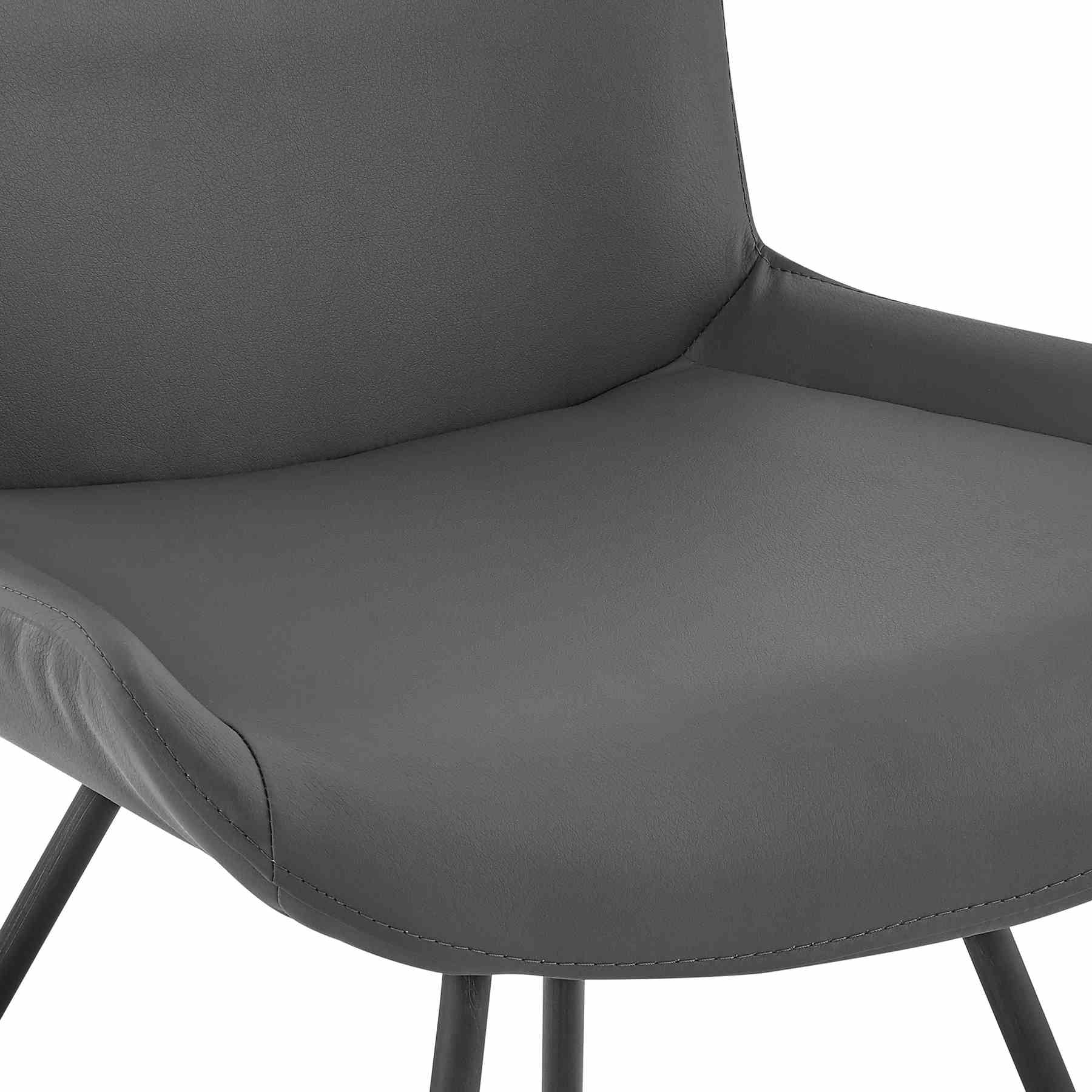 Coronado Contemporary Dining Chair in Gray Powder Coated Finish and Gray Faux Leather - Set of 2 - Image 8