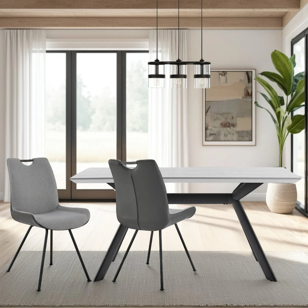 Coronado Contemporary Dining Chair in Gray Powder Coated Finish and Pewter Fabric - Set of 2 - Image 10