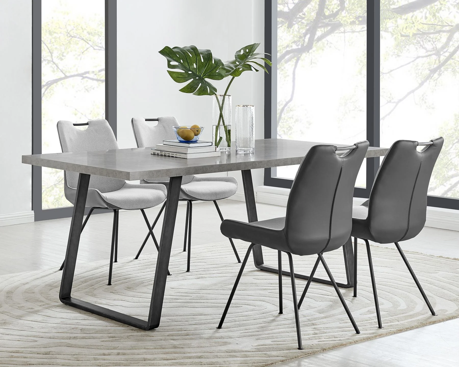 Coronado Contemporary Dining Chair in Gray Powder Coated Finish and Pewter Fabric - Set of 2 - Image 11