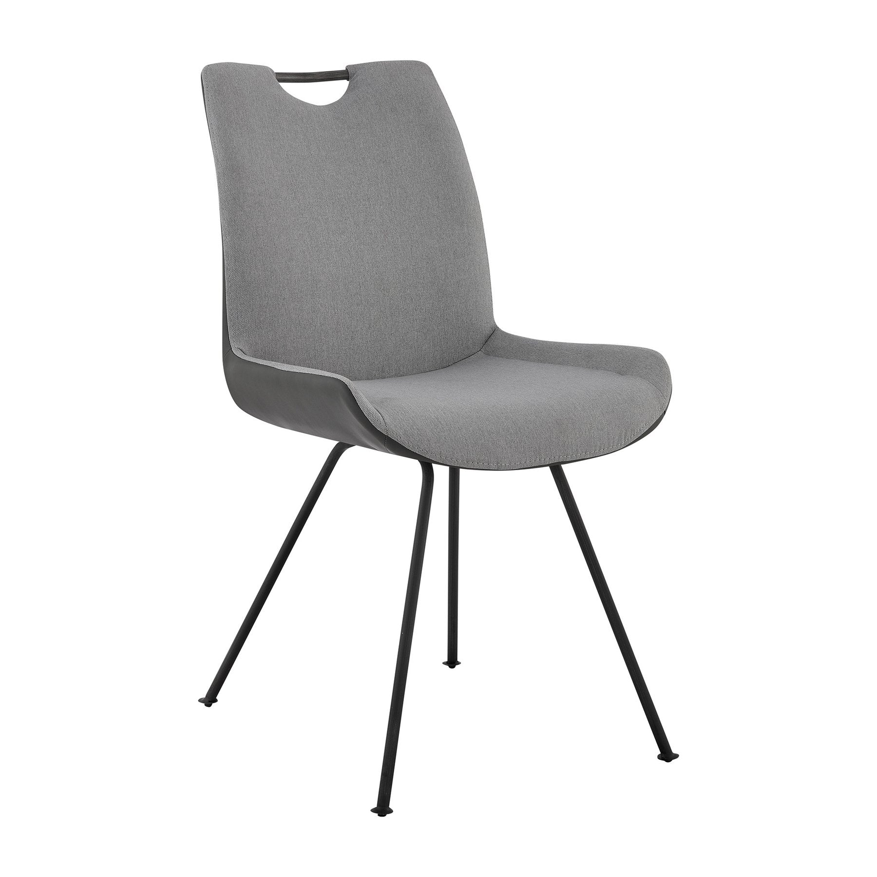 Coronado Contemporary Dining Chair in Gray Powder Coated Finish and Pewter Fabric - Set of 2 - Image 2