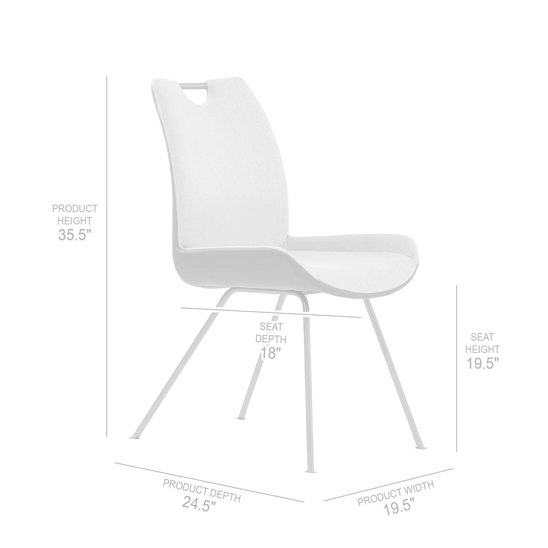 Coronado Contemporary Dining Chair in Gray Powder Coated Finish and Pewter Fabric - Set of 2 - Image 9