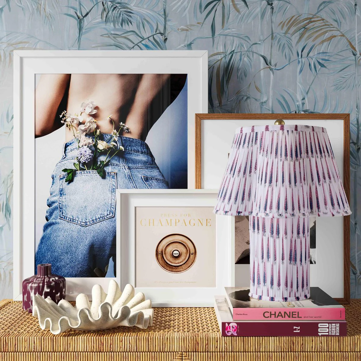 Corrine Purple and White Streaked Cotton Table Lamp - Image 2