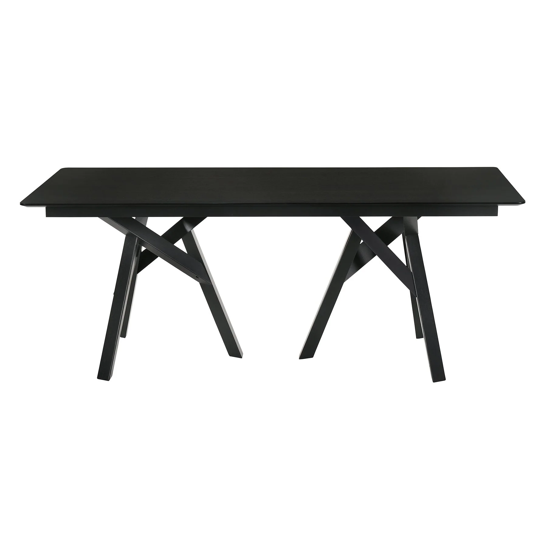 Cortina 79" Mid-Century Modern Black Wood Dining Table with Black Legs - Image 2