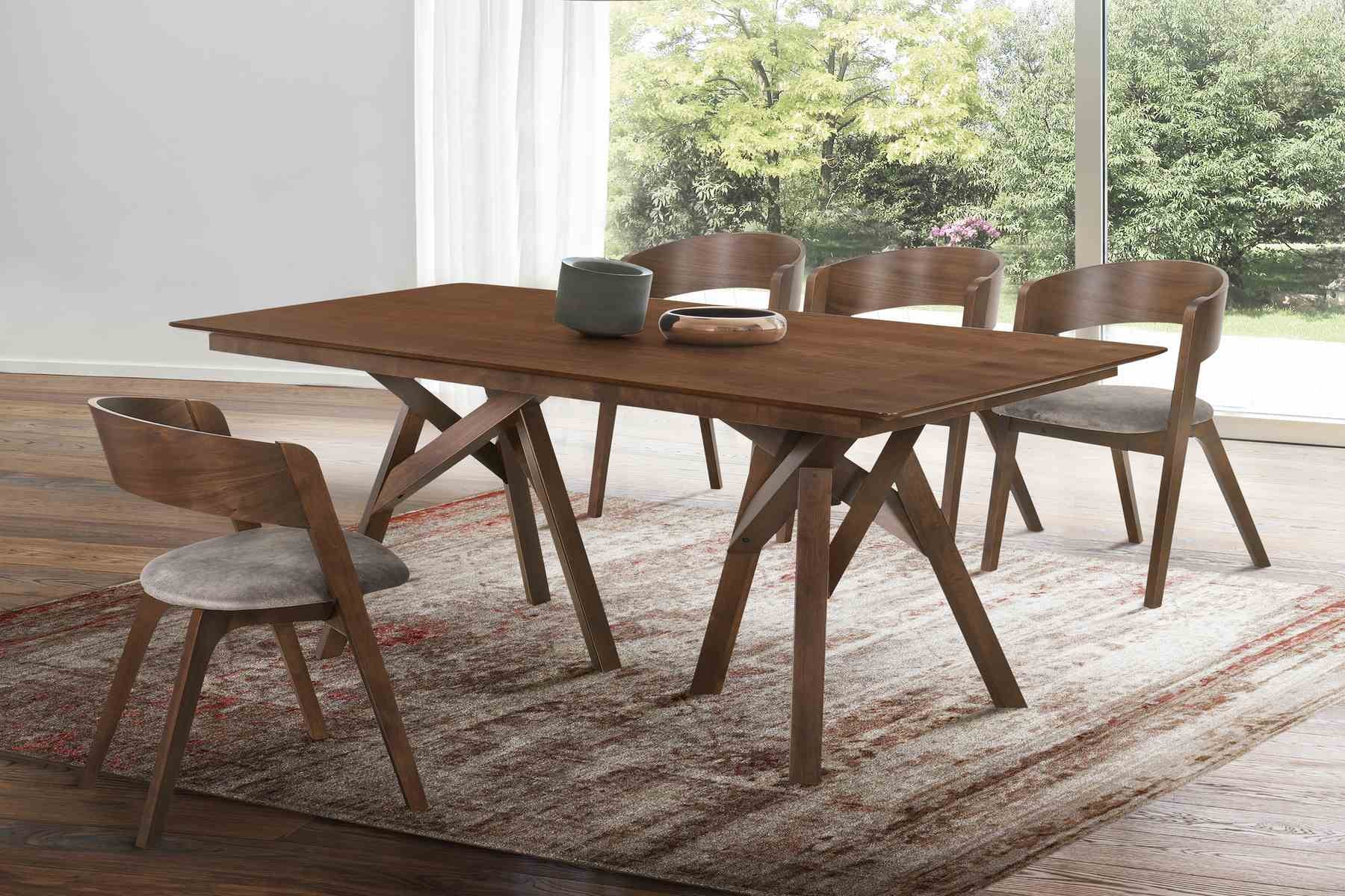 Cortina and Jackie 5 Piece Walnut Rectangular Dining Set - Image 8