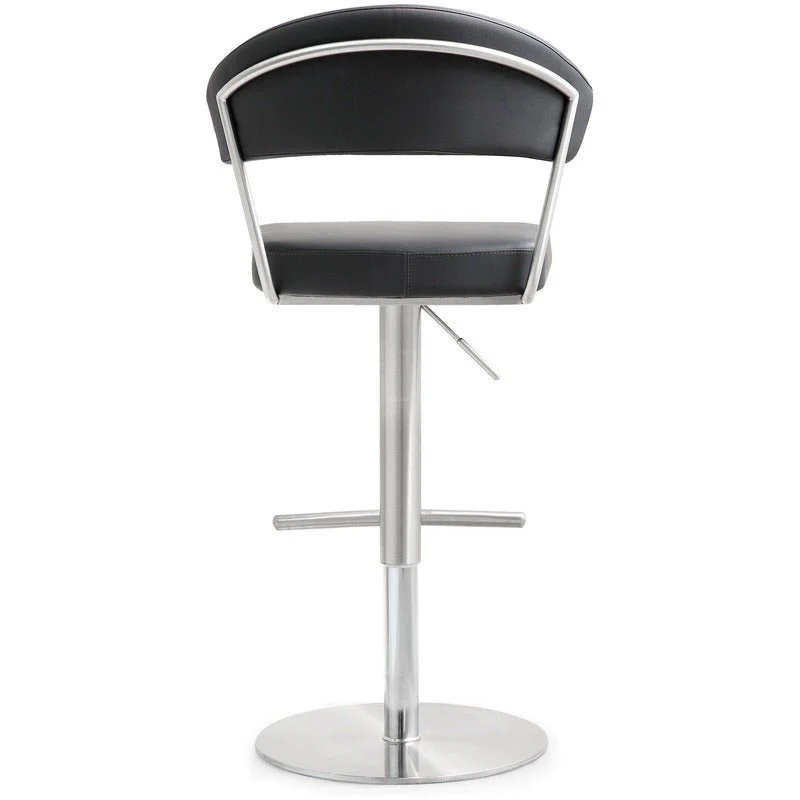 Cosmo Black Performance Vegan Leather and Stainless Steel Barstool - Image 5