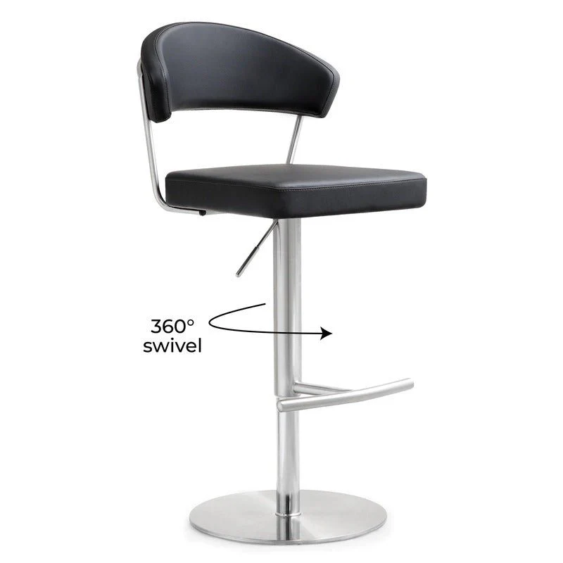 Cosmo Black Performance Vegan Leather and Stainless Steel Barstool - Image 7