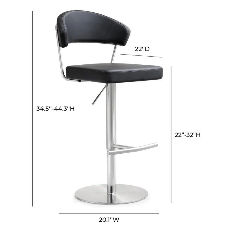 Cosmo Black Performance Vegan Leather and Stainless Steel Barstool - Image 8