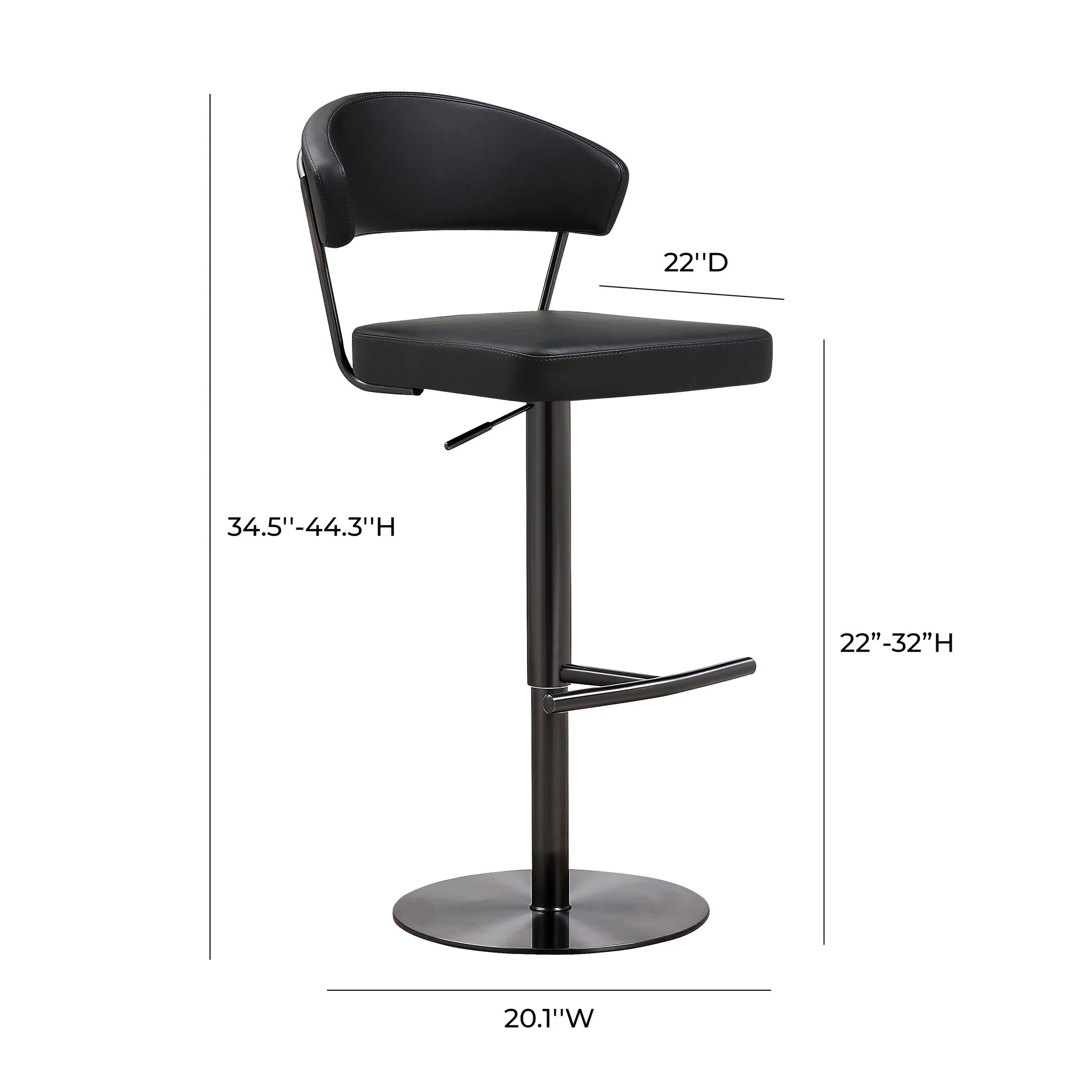 Cosmo Black Performance Vegan Leather on Black Steel Barstool - Image 9
