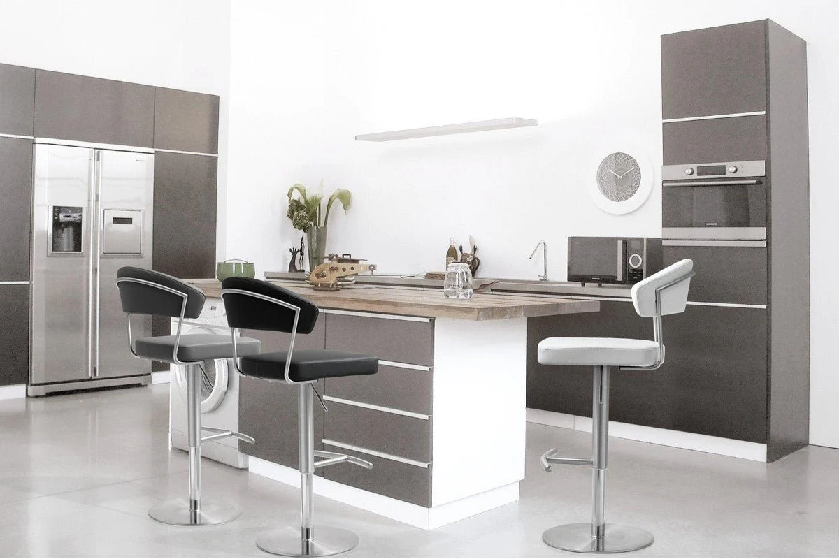 Cosmo Grey Performance Vegan Leather and Stainless Steel Barstool - Image 2