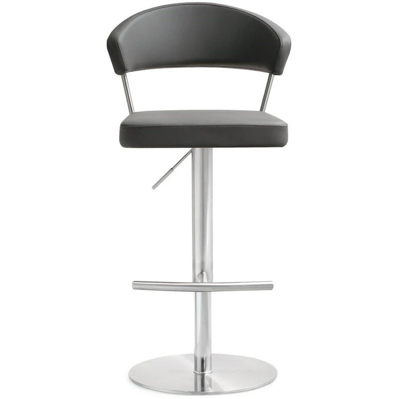 Cosmo Grey Performance Vegan Leather and Stainless Steel Barstool - Image 3