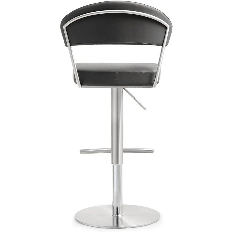 Cosmo Grey Performance Vegan Leather and Stainless Steel Barstool - Image 4