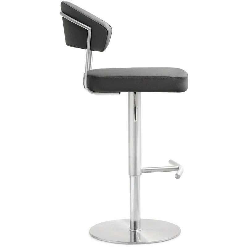 Cosmo Grey Performance Vegan Leather and Stainless Steel Barstool - Image 8