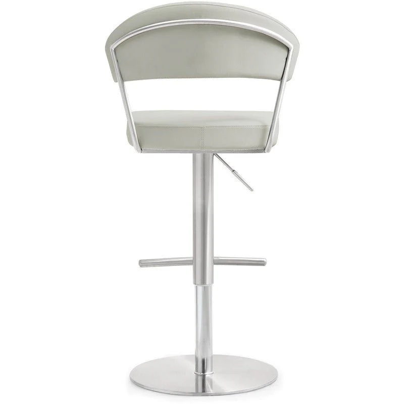 Cosmo Light Grey Performance Vegan Leather and Stainless Steel Barstool - Image 5