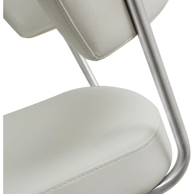 Cosmo Light Grey Performance Vegan Leather and Stainless Steel Barstool - Image 6