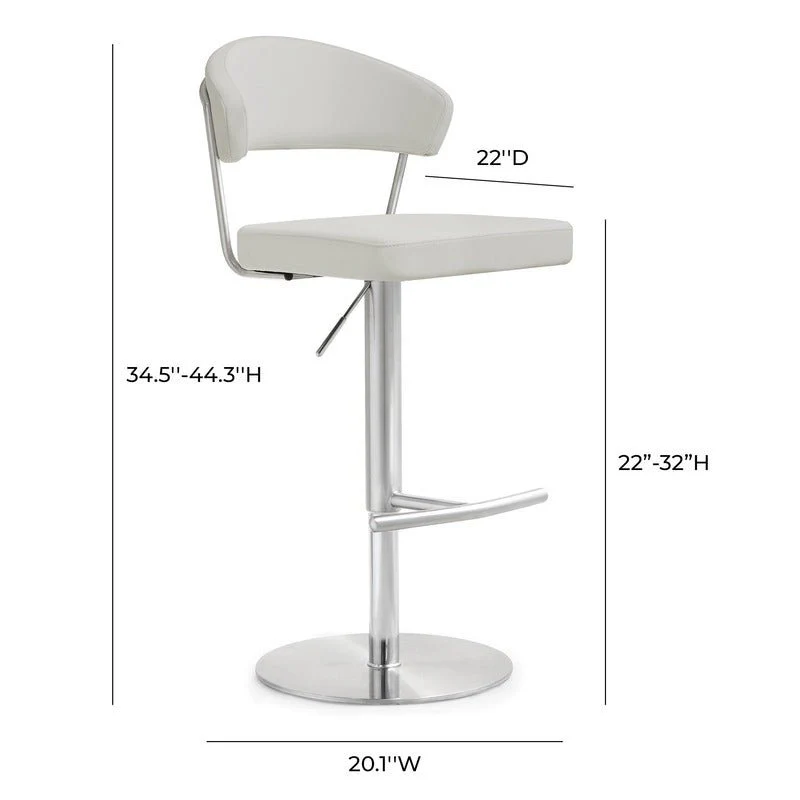 Cosmo Light Grey Performance Vegan Leather and Stainless Steel Barstool - Image 9