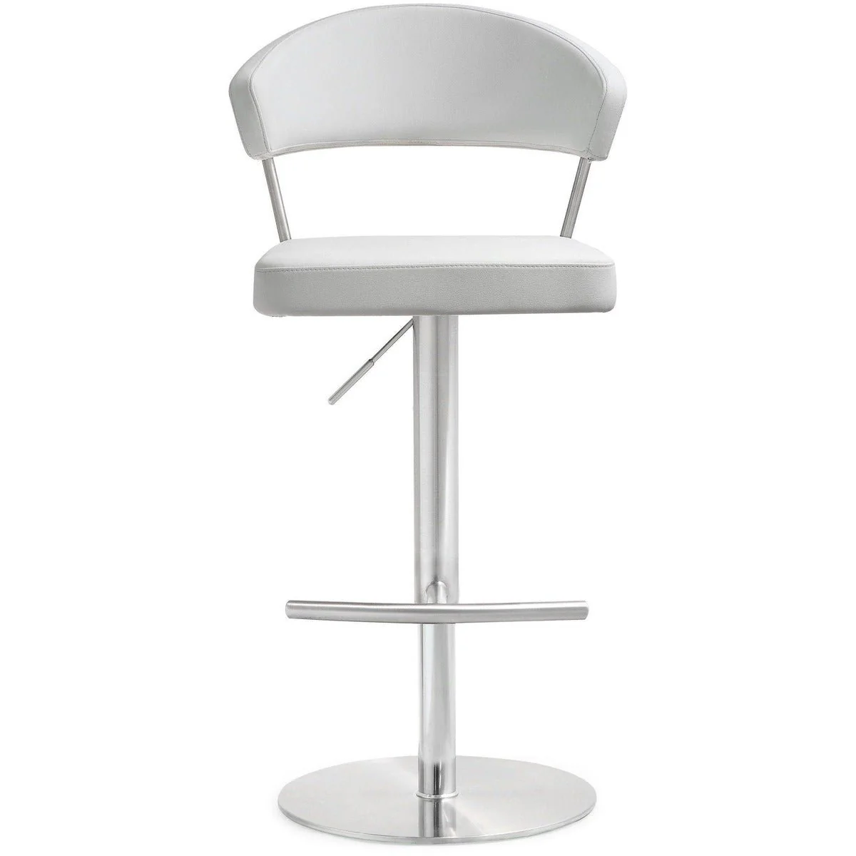 Cosmo White Performance Vegan Leather and Stainless Steel Barstool - Image 3