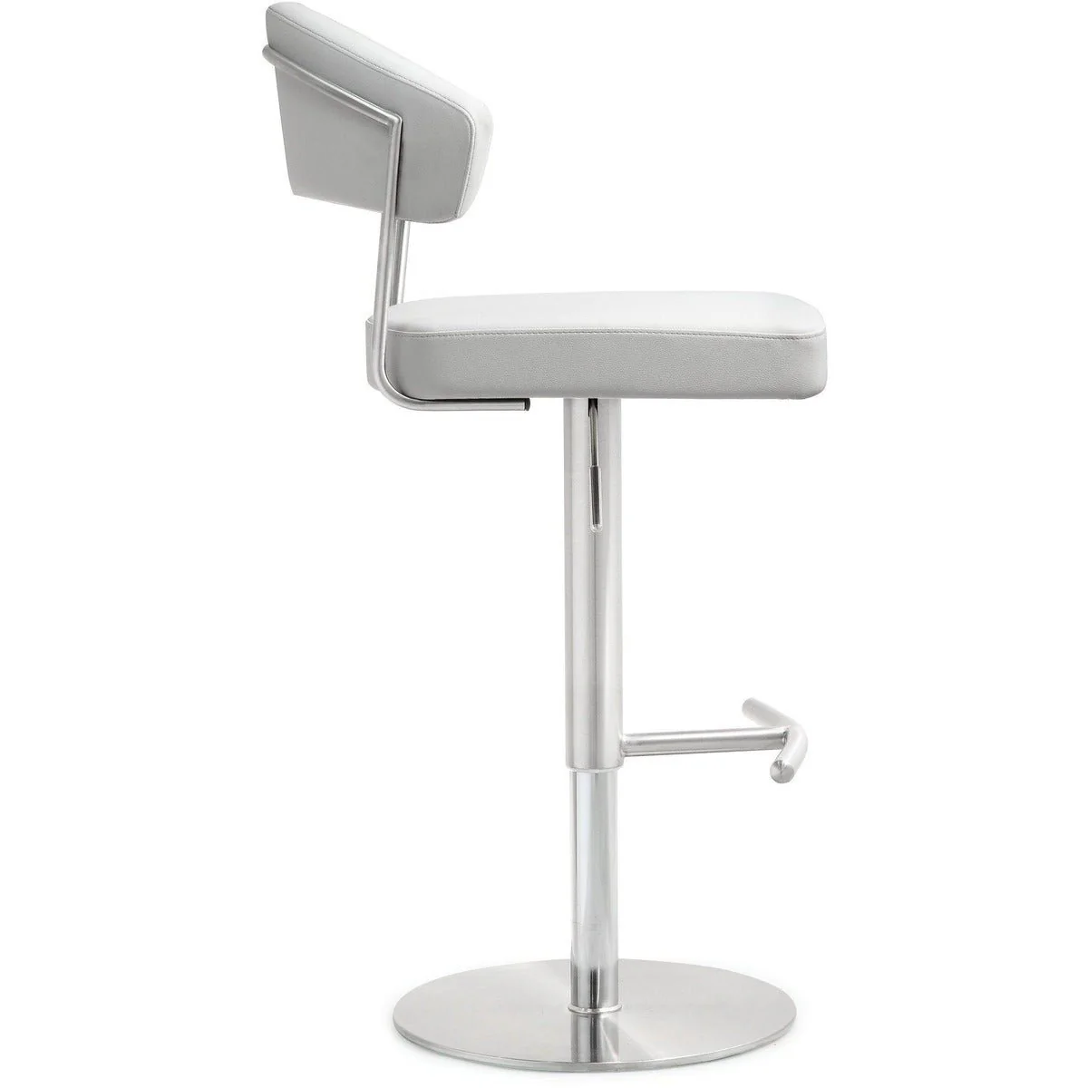 Cosmo White Performance Vegan Leather and Stainless Steel Barstool - Image 4