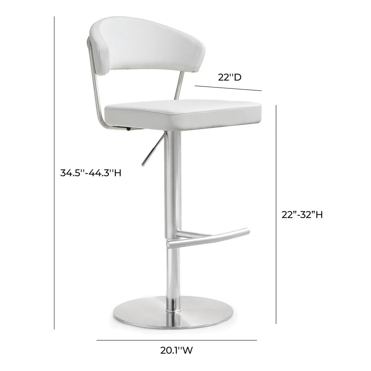 Cosmo White Performance Vegan Leather and Stainless Steel Barstool - Image 8