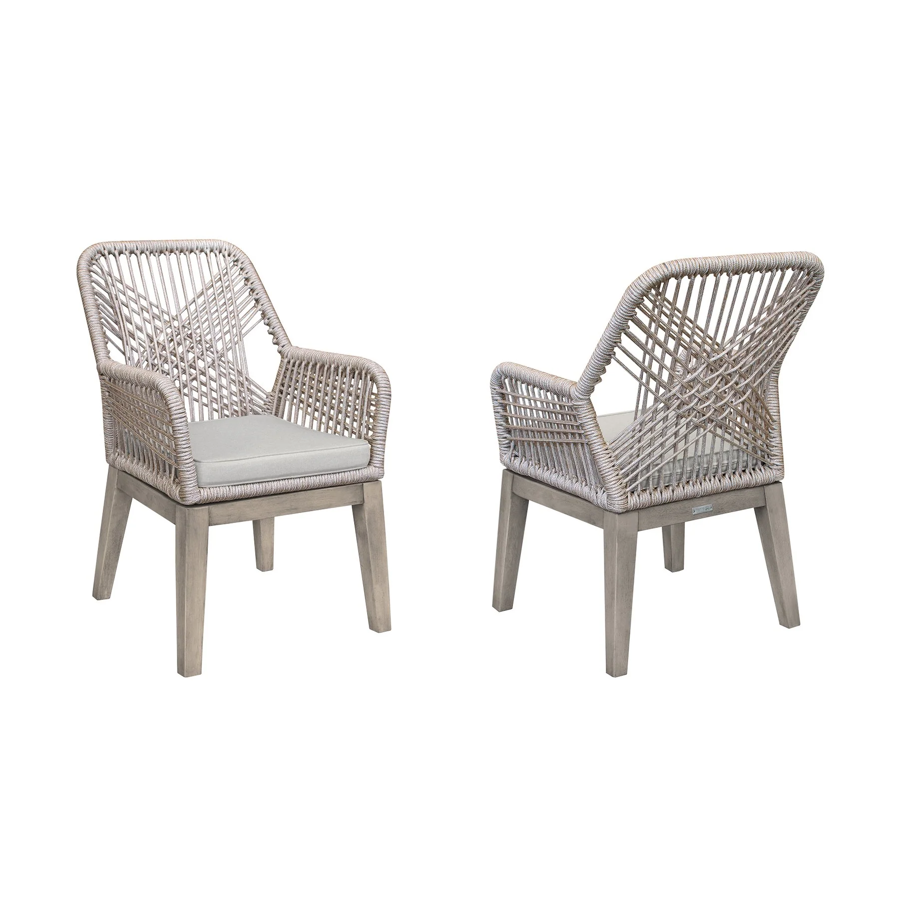 Costa 7-Piece Patio Outdoor Dining Set in Gray Acacia Wood and Rope - Image 4